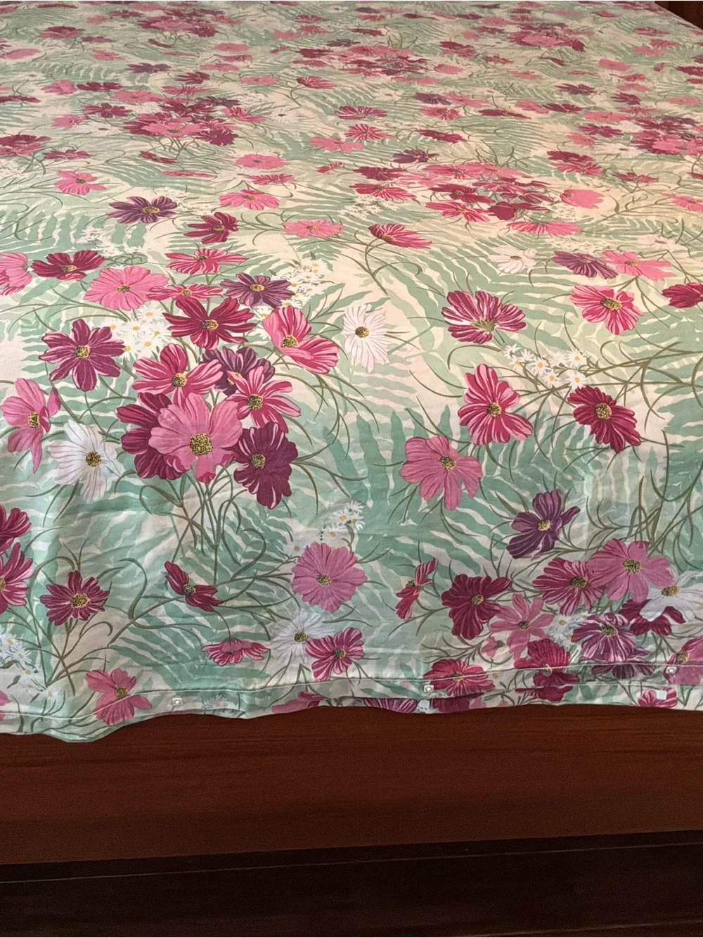 VTG KING Duvet Cover Pink Cosmo’s White Daises Cottage Core 100x84 Crown Crafts
